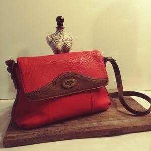 Boc Red w Brown Trim Crossbody Power Bag